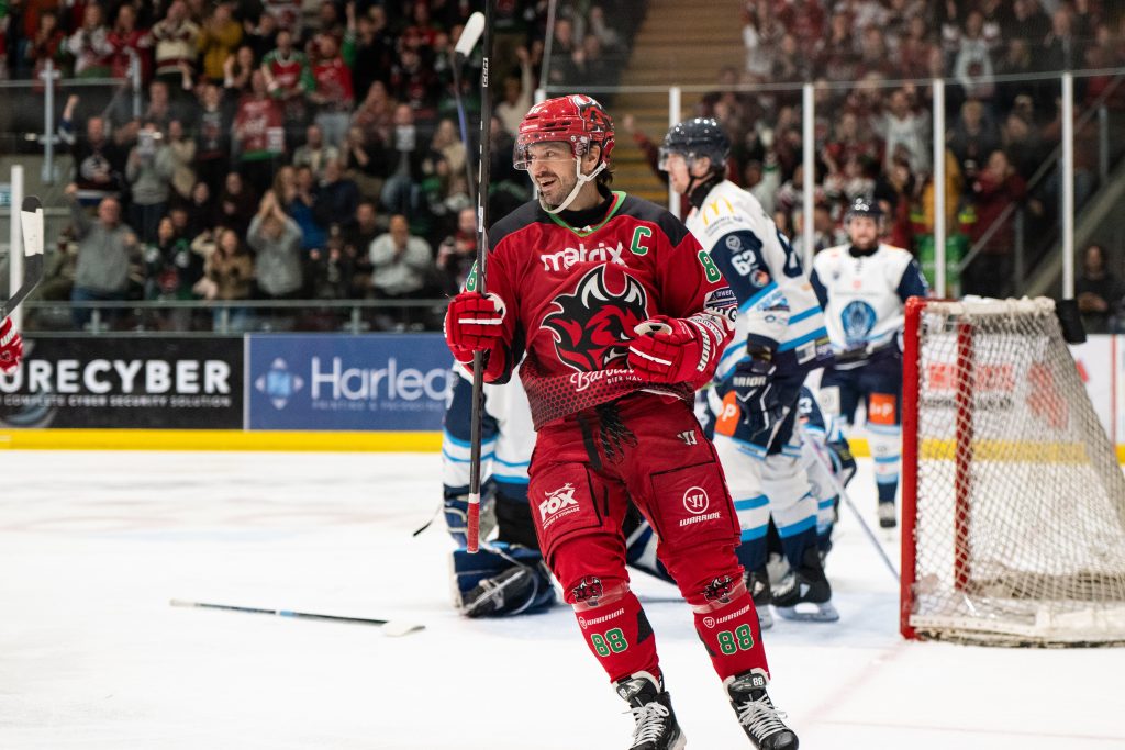Joey Martin celebrates scoring the opening goal. 