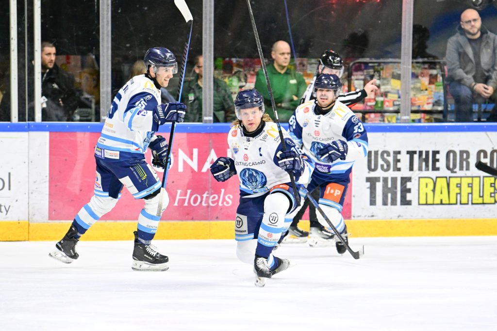 Kim Tallberg celebrates scoring.