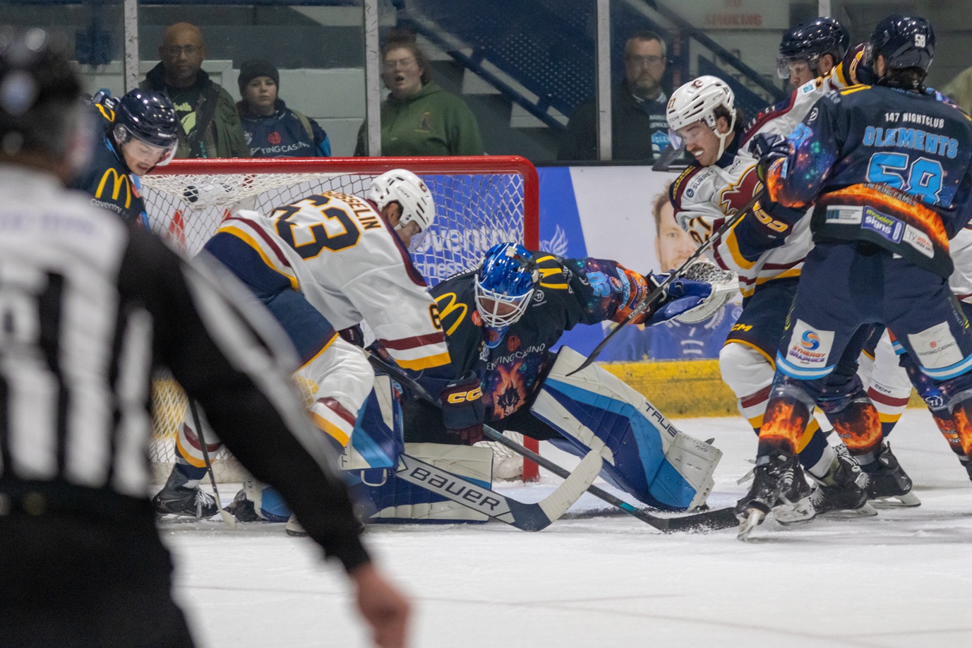 Mat Robson stretches to make a save.