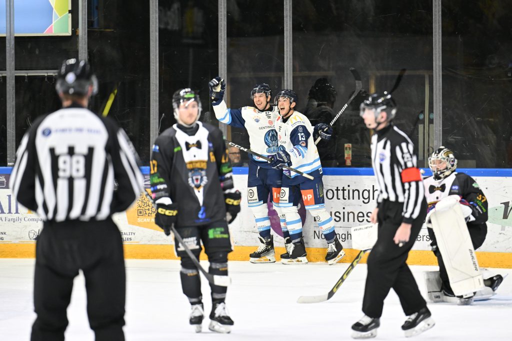 Pelech celebrates scoring the game-winning goal.