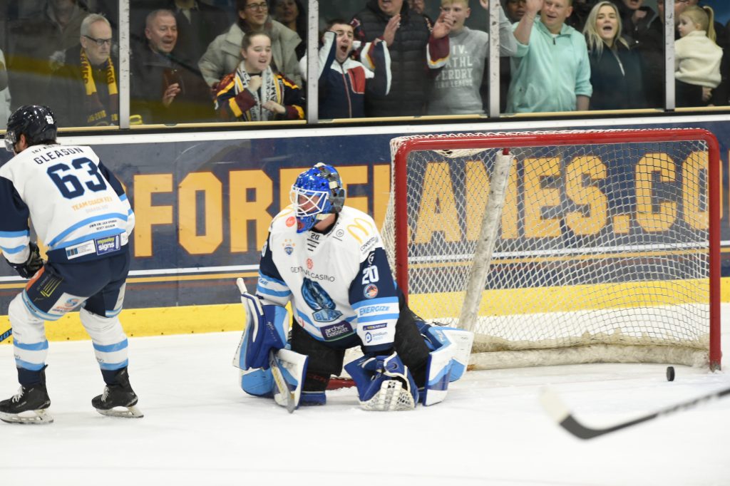 Robson disappointed as he's beaten by Seitz for Flames' opener.